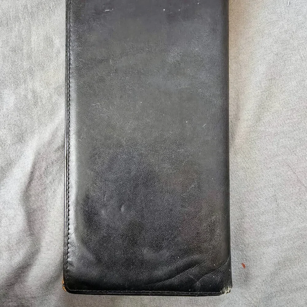 Vintage Dunhill Black Leather Bifold Wallet with Gold Accents